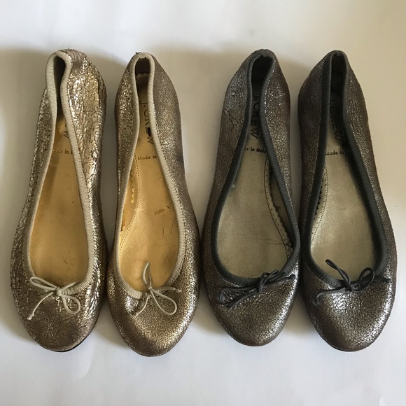J Crew Leather Ballet Flats (Gold or Pewter) - Picture 2 of 7